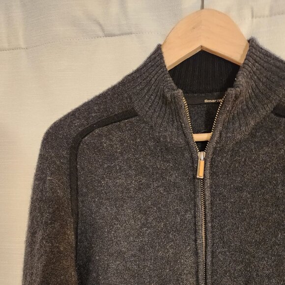 Smartwool 100% Merino Wool Full Zip Jacket Size Medium Charcoal Gray Ski Snow - Picture 3 of 8
